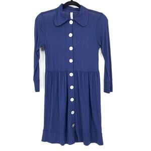Revolver Los Angeles Mini Dress Womens Size XS Blue Silver Buttons Long Sleeve